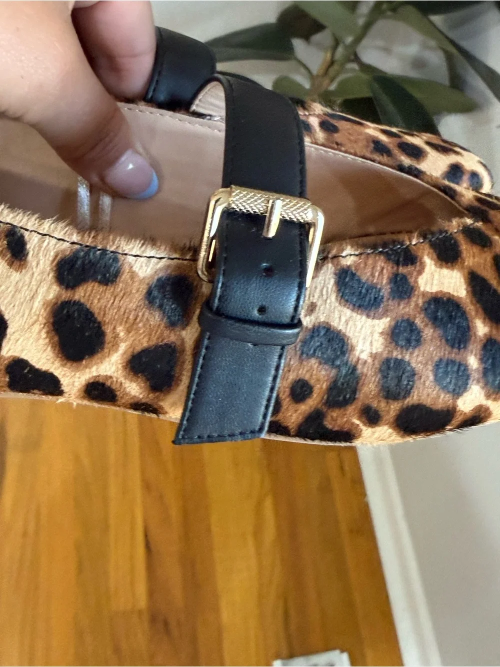 Loft Leopard Print Calf Hair Mary Jane Flats | Animal Print Buckle Shoes 7